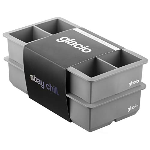 glacio Large Ice Cube Trays for Whiskey - Silicone Ice Tray Molds