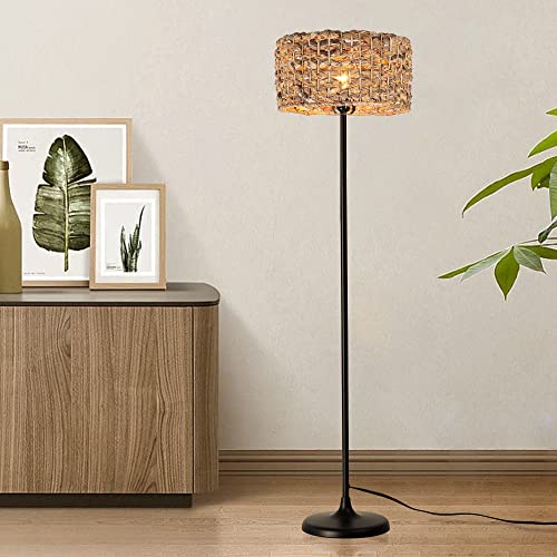 SUNLLOK Lampada da terra in rattan boho per