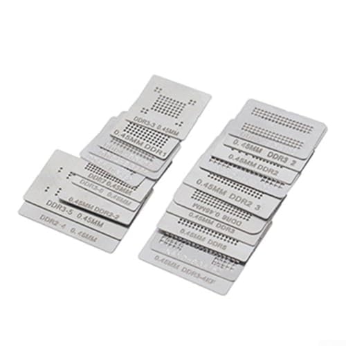 Juego de 12/14/20 soportes de calefacción de malla de acero con plantillas de reballing directo para reparación de chips DDR1-DDR7 y NAND, compatible con varias memorias (20 piezas)