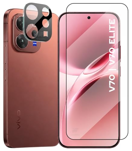 Image of [1+1 Tempered Glass for Vivo V70 | Vivo V70 Elite 5G with Camera Glass Protector Edges to Edge Screen Glass Protector 9H Hardness - (Pack of 2)