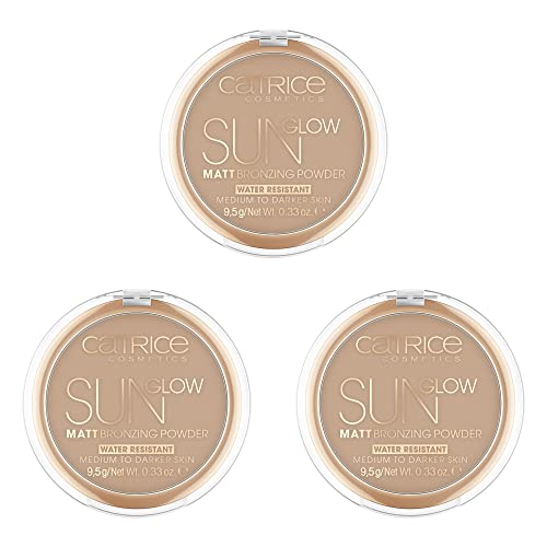 Catrice Sun Glow Matt Bronzing Powder, Bronzing-Puder, wasserfest, Nr. 035 Universal Bronze, braun, für Mischhaut, für unreine Haut, mattierend, matt, vegan, 3er Pack (3 x 9,5g)