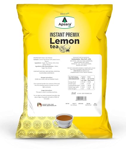 Apsara Instant Premix Lemon Tea 1kg | 2 in-1 Tea, Lemon Flavoured Tea, and Hot Lemon Tea | Refreshing Summer Drink | Ready to Drink Tea | Lemon Tea