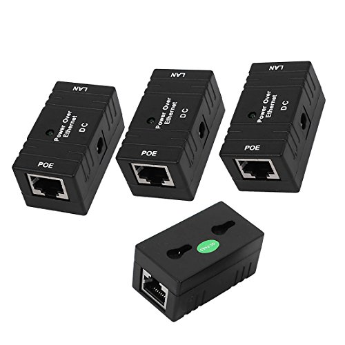 Adaptadores de red POE Aexit 4PCS RJ45, inyector de alimentación de 5-48V DC, adaptador de fuente de alimentación Power Over Ethernet miniatura 1