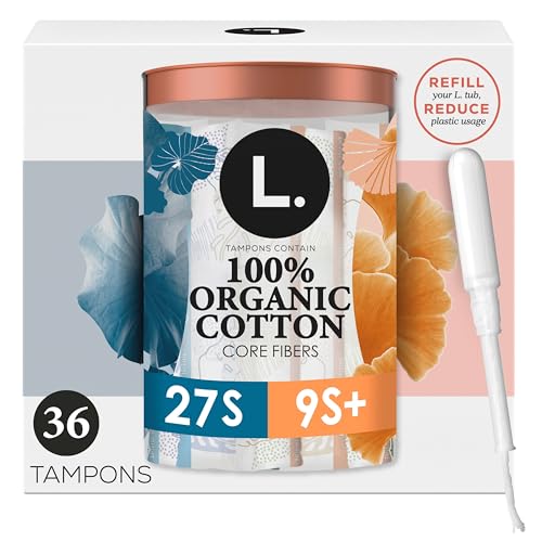 L. Tampons, Made with Organic Cotton, Super/Super Plus Absorbency, Multipack, Made Without Synthetic Pesticides, Rayon or Fragrances, Applicator Made Without BPA, Leak-Stopping Design, 36 Count