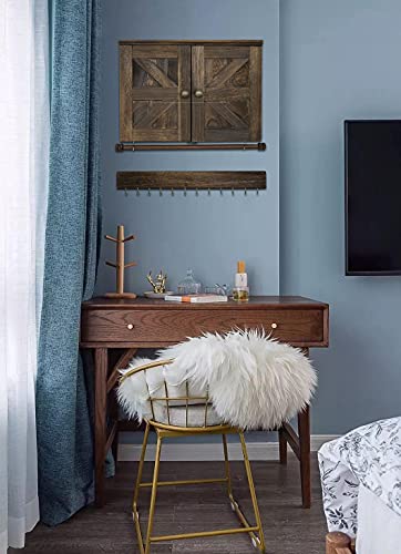 Joysfit Rustic Wall Mounted Jewelry Organizer With Wooden Barndoor Decor,Wooden Wall Mount Holder,Jewelry Holder For Necklaces, Earings, Bracelets, Ring Holder (Brown) #TOP5