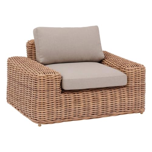 Hespéride – Fauteuil de Jardin SAVINIA Tahini – Résine Tressée Premium, Aluminium Epoxy, Coussins Déhoussables Epais – Grand Confort pour Terrasse ou...