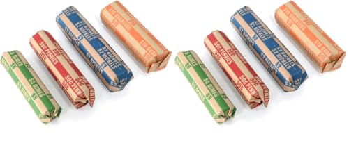 Image of DGBDPACK 125 Assorted Flat Coin Wrappers, 25 Dimes, 25 Nickels, 25 Pennies, 50 Quarters Convenient Pack (Pack of 2)