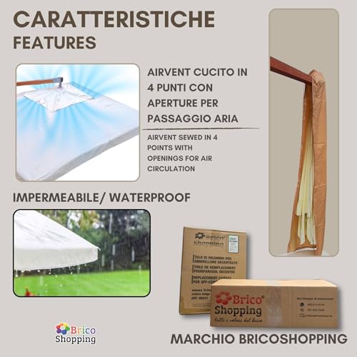Bricoshopping® Telo Di Ricambio Per Ombrellone Decentrato A Braccio 8 Stecche Impermeabile (3X4 (C/Tasche 220 Gr)) - 7