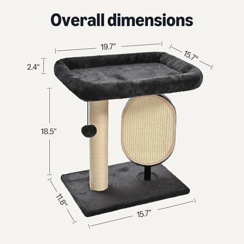 Image of Amazon Basics Single-Platform Cat Tree with Scratching Post and Pad for Indoor Cats, 15.7 x 11.8 x 18.5'', Gray
