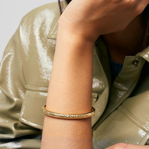 Hey Harper Gold Cuff Bracelet - Bangle Trendy Chunky Non Tarnish Gold Cute Stackable Waterproof Bracelet - Gift for Women - Simple Minimalist Unique Statement Jewelry2
