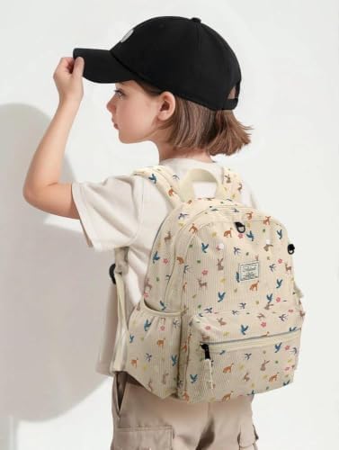 atgark Corduroy Toddler Backpack for Boys Girls 2-5: Preschool Backpack - Cute Kids Backpack 13.5" H Fit Folder - 3