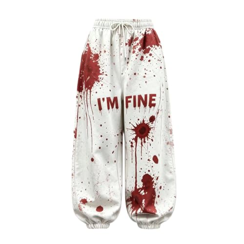 Womens Halloween Sweatpants High Waist Bloody Splatter Graphic Jogger Pants - image 4