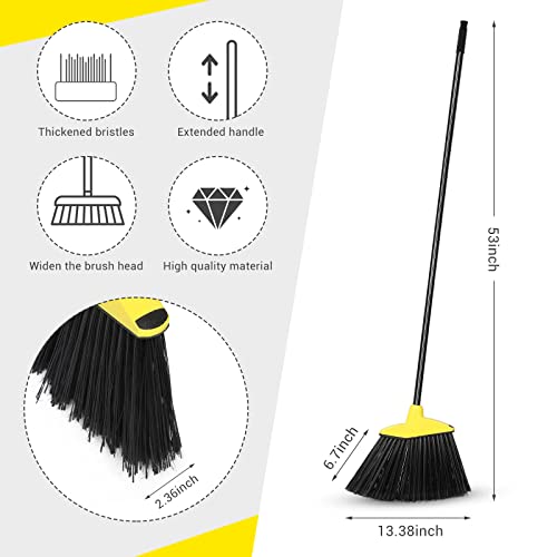 Image of WILLBOND 20 Pcs 20 Pcs Brooms Bulk for Indoor Outdoor 54 Inch, Yellow | Heavy Duty Commercial Broom 60 Degree Angled Head 4 Layer Bristles Long Metal Handle for Garage Lobby Office Courtyard Market