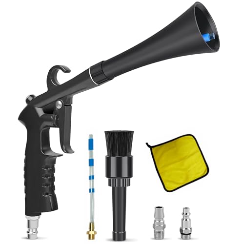 WEAREN Car Cleaning Gun, Air Blow Gun with Nozzle & Brush, Aluminum Alloy Car Detailing Kit for Interior & Exterior, Quickly Blasts Dirt & Dust, Professional Car Detailing Tools