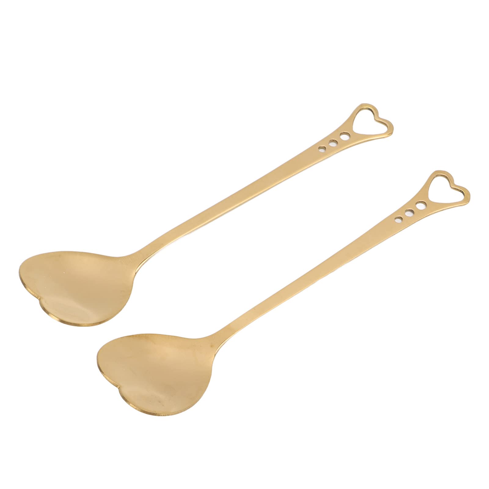 Heart Shaped Dessert Spoon,Couple Spoon,2Pcs Dessert Spoons Stainless Steel Heart Shaped Design Durable Ergonomic Handle Widely Used Coffee Spoons(Gold)