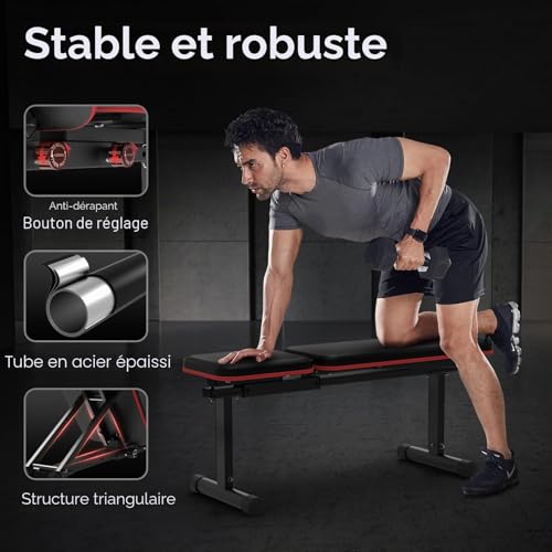 Banc de musculation multifonction inclinaison 90 degrés plat