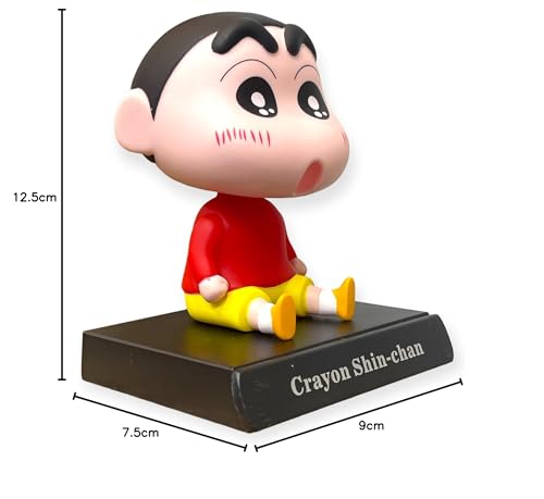 Image of AUGEN Super Hero Shin- chan 4 Action Figure Limited Edition Bobblehead with Mobile Holder for Car Dashboard, Office Desk & Study Table (Pack of 1)
