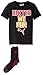 PUMA Big Boys' Graphic Tee and Sock, Black1, Medium (10/12)