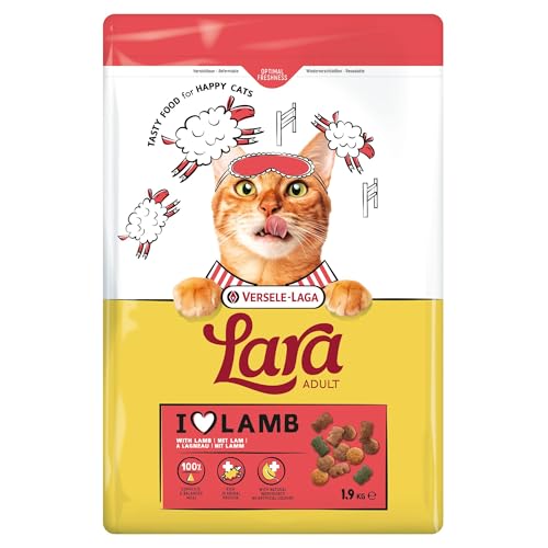 Image of Versele Lara Adult Cat Food with Lamb | 1.9kg | Complete Balanced Nutrition for Adult Cats | Tasty Lamb Recipe for Daily Feeding