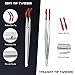 2 Piece Tweezers with Rubber Tips Set - Bent and Straight Flat Tips Tweezers PVC Coated for Stamp Coins Jewelry Crafts, Electronics(Silver, Red)