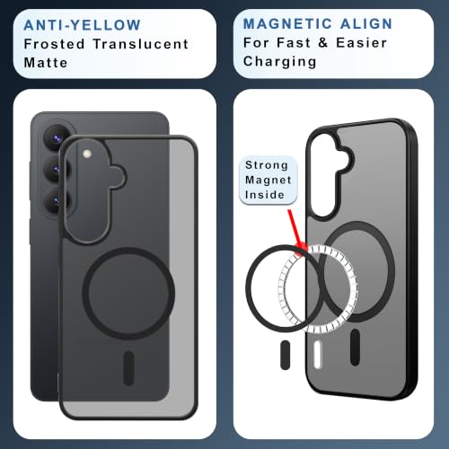 Image of CEDO Magnetic Cover for Samsung Galaxy S26 (5G) | Compatible with MagSafe Wireless Charging | Matte Black Case Designed with Magnetic Lock Shockproof Edge Protection Backcover (Translucent Black)