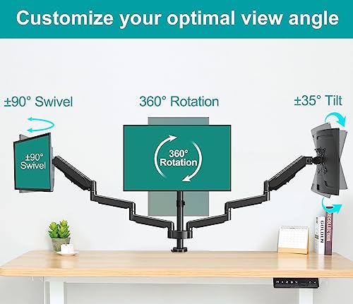 Mount Pro Triple Monitor Desk Mount - Articulating Gas Spring Monitor Arm, Removable Vesa Mount Desk Stand With Clamp And Grommet Base - Fits 13 To 27 Inch Lcd Computer Monitors, Vesa 75X75, 100X100 #TOP2