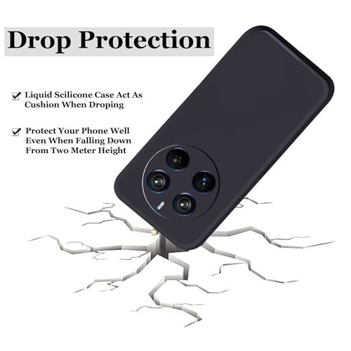 Image of A rtistque Liquid Silicone Back Cover Case for Realme 12 Pro 5G Shockproof TPU Soft Flexible with Camera Protection - Black