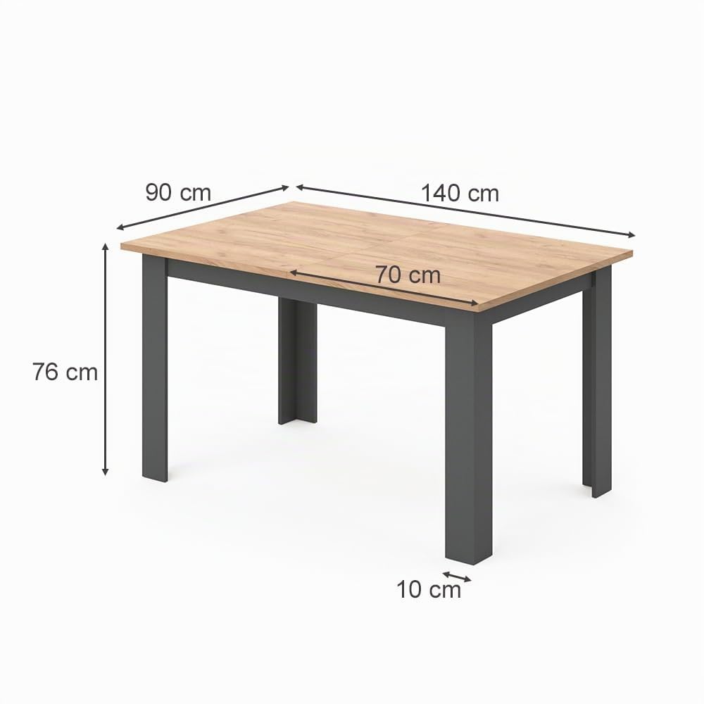 Vicco Tavolo da pranzo Karlos, Rovere dorato, 140 x 90 cm | per l'utilizzo come tavolo da pranzo fisso in soggiorno o sala da pranzo