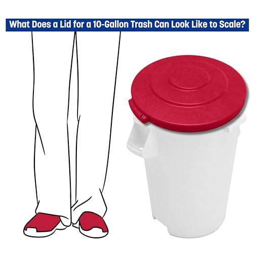 Image of SPARTA Bronco Lid for 10 Gal. Trash Can, Durable, Food-Safe, NSF and HACCP-Compliant, Lid for Commercial Use (Container Sold Separately - Fits Bronco Only), Polyethylene, 10 Gallon, Red (Pack of 6)