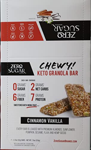 Zero Sugar Brands | (10-Pack / 70 Bars) Healthy Chewy Granola Bars - Diabetic Snack | Vegan | Gluten Free | Sugar Free | Low Carb | Plant-Based | Protein Snack Bars | Perfect For Diabetics And Paleo Diets | High Fiber | Dairy-Free | No Sugar Alcohol | Non-Gmo | All-Natural | Cholesterol Free | Vegetarian #TOP1