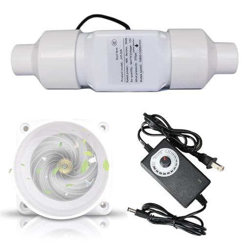 Ventilador Conducto LíNea 2 Inch, Potenciador VentilacióN, Ventiladores Entrada Y Salida Aire Hvac con Controlador Velocidad Variable, Silencioso Soplador VentilacióN para Carpas Cultivo,25mm,18W