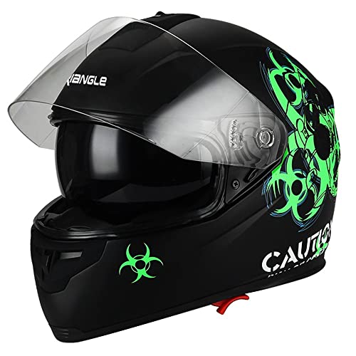 Triangle Motorcycle Full Face Helmet Lightweight Dual Visor Biohazard For Men And Women Dot Approved #TOP1