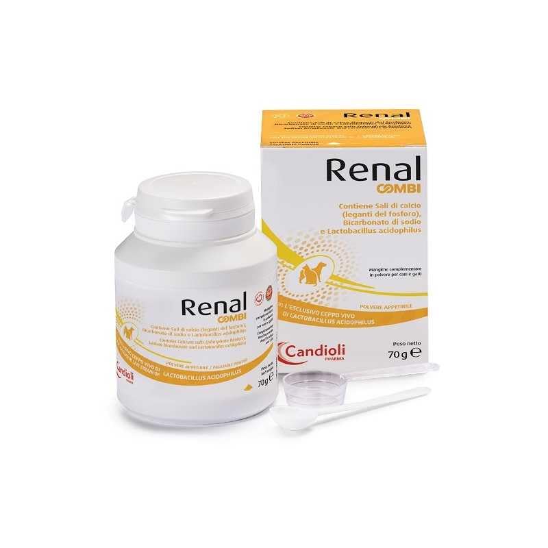 Renal Combi, Mangime Complementare in Polvere per Cani e Gatti, con Lactobacillus Acidophilus (70 gr)
