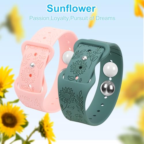 Travel Sickness Bands, Adjustable Acupressure Decoration Wristbands, Acupressure Nausea Relief Band for Morning Motion Sickness, Bands for Car Sea Fly Sickness-Pine Green