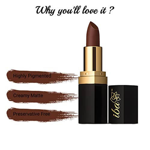 Image of Iba Long Stay Matte Lipstick for Women- M03 Toffee Brown, 4g | Creamy Matte Finish & Smooth Texture| Long-Lasting | Hydrated Lips | Enriched with Vitamin E| Intense Colour & Highly Pigmented | Lip Makeup