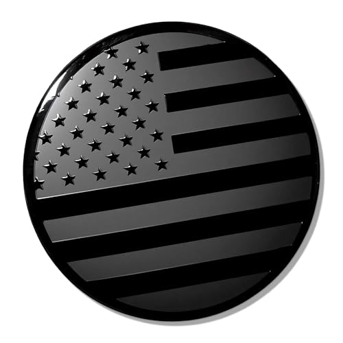 Front Hood Rear Trunk American Flag Emblem Fits for BMW X3 X5 X6 X7 3 4 5 6 7 8 Series (Black, 74mm)