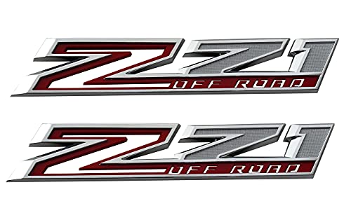 Image of 2pack New Big Z71 Off Road Emblems Side Decals 3D Badges Compatible with fits 2019-2025 Silverado Offroad Parts 84632695 (Chrome Red)