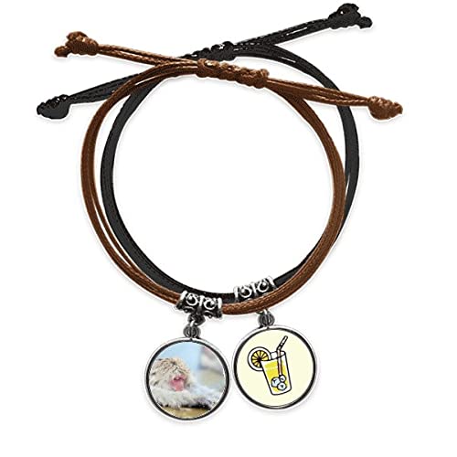 Bracelet singe en cuir et corde tressée au design animalier unique