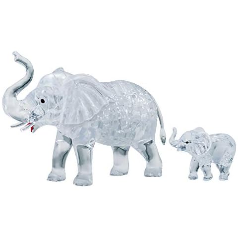 HCM Kinzel Crystal Puzzle 59176 3D Elephant Couple 46 Pieces, Gray Cover