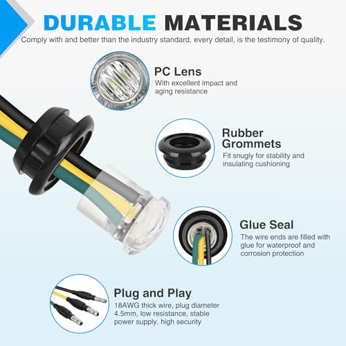 Image of Nilight 3 /4 Inch Dual Color Marker Light Amber Turn Green Clearance Lights