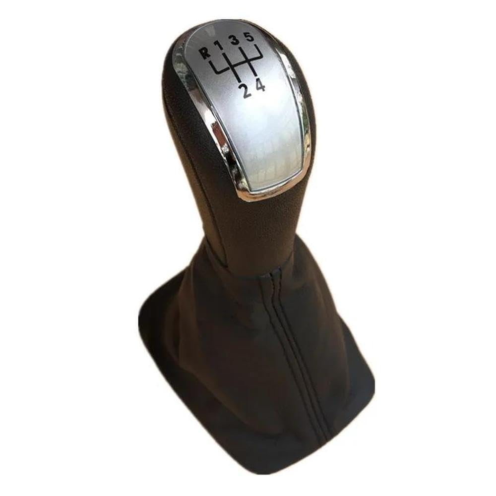 YDXHERTA 5 Speed Car Styling Gear Shift Knob Gaiter Boot Cover Case Collar Lever Shifter Pen for Skoda Fabia MK1 2000-2008 Auto Parts(Silver)