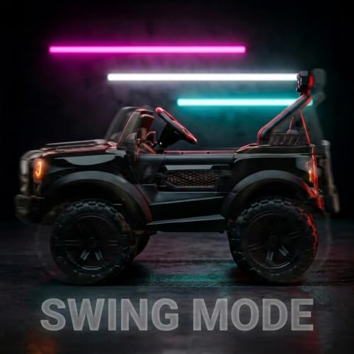 Image of Baybee RoverX Battery Operated Jeep for Kids with Parental Control | Baby Ride On Electric Car with RGB Lights, Music & Swing Mode | Rechargeable Battery Car for Kids 2 to 6 Years Boys, Girls (Black)