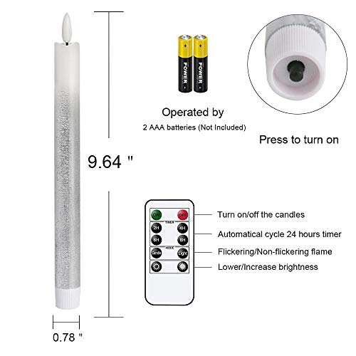 Dromance Led Flameless Taper Candles Battery Operated With Remote Timer, 9.6 Inches Real Wax 3D Wick Flameless Flickering Candlesticks Dinner Wedding Christmas Decoration(6 Pack, Silver Gradient) #TOP5