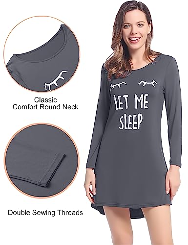 Joyaria Bamboo Cooling Nightshirt Lightweight Soft Nightgown Moisture Wicking Sleep Dress(Dark Grey, Xxl) #TOP2