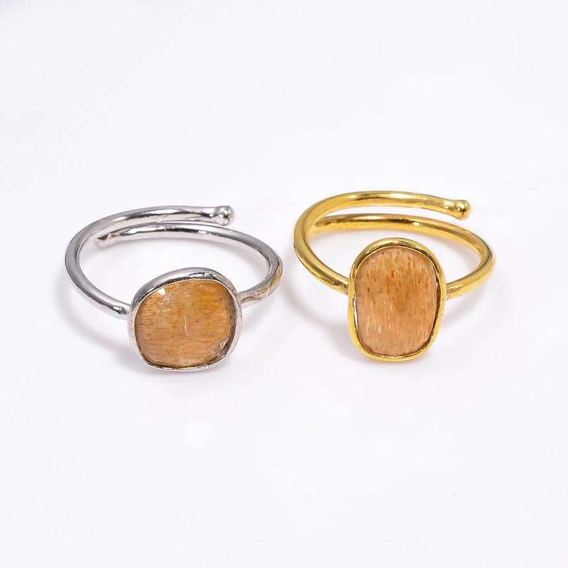 Bague Feldspath jaune en argent 925, éclat d'exception - 4