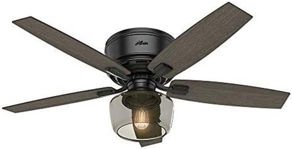 One-Day Sale: Up to 60% Off Hunter Bennett Indoor Low Profile Ceiling Fan with LED Light and Remote Control, 52", Matte Black