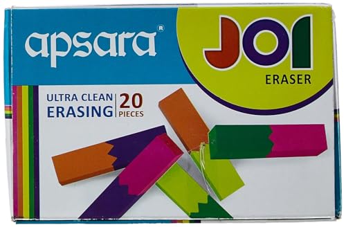Image of Apsara Non-Dust Joi Erasers | Large Size Clean Erasing | Smooth, Residue-Free & Long-Lasting Erasers for School, Office & Art - Pack of 40 Eraser