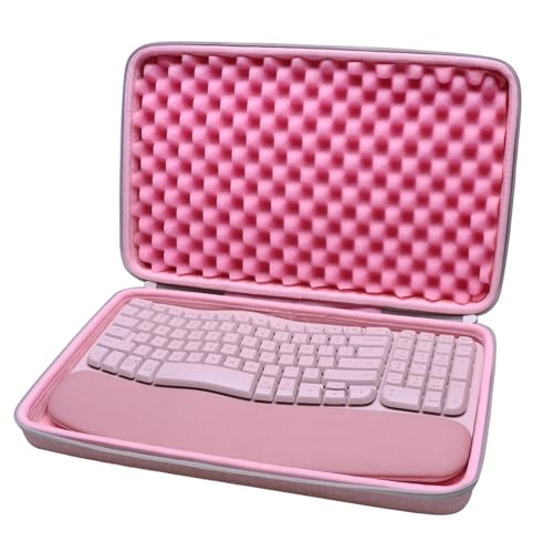 LTGEM Case Compatible with Logitech Wave Keys MK670 Wireless Ergonomic Keyboard, Office Travel Carrying Storage Bag - Pink(Case Only)
