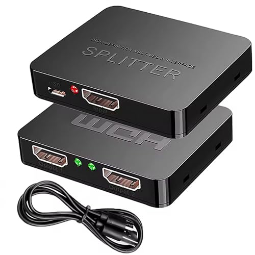 Duplicador Splitter Replicador de señal de 1 a 2 HDMI 4K 1 Entrada 2 Salidas Activo con Cable alimentacion por microUSB 1x2 Puertos Soporta 3D HDCP Ideal Gaming formacion y escaparates 51CH049