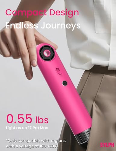 Image of SYLPH Mini High-Speed Hair Dryer, 110,000 RPM Fast Drying Portable Blow Dryer, 0.55lb Ultra-Lightweight, 200M Negative Ions & Smart Temp Control, Travel Hairdryer for Home, Gym & Hotel, Rose